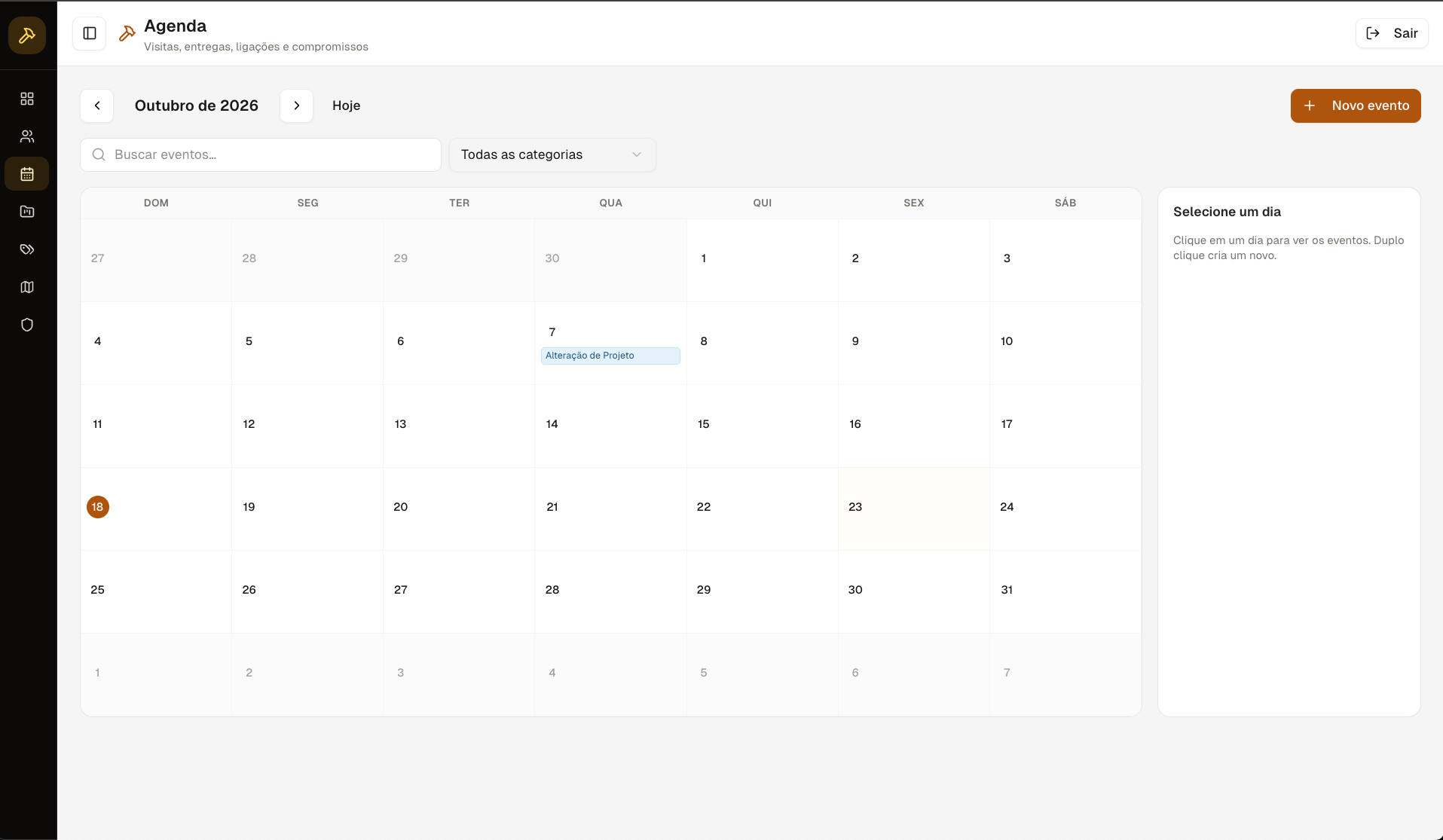 Agenda de visitas e entregas no ForgeWork